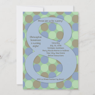 Invitación Gran número 8.ª fiesta de cumpleaños de un niño