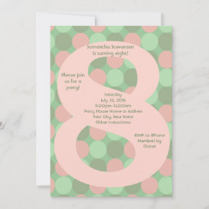 Invitación Gran número 8 Chica 8fiesta de cumpleaños