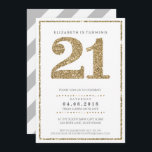 Invitación GRAN NÚMERO DE EDAD INVITA A 21 purpurinas de oro<br><div class="desc">NOTA - el aspecto purpurina dorado es una imagen impresa. Un diseño de invitación supersimple y elegante para tu cumpleaños. Guau sus amigos y familia con este pequeño número ;D Configurar como plantilla es sencillo para usted agregar sus propios detalles, o pulsar el botón personalizar y puede añadir o cambiar...</div>