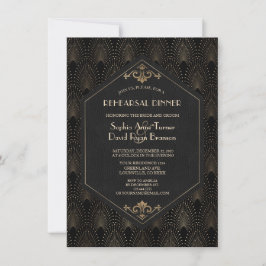 Invitación Gran oro real Gatsby Art Deco Ensayo Cena