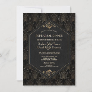 Invitación Gran oro real Gatsby Art Deco Ensayo Cena