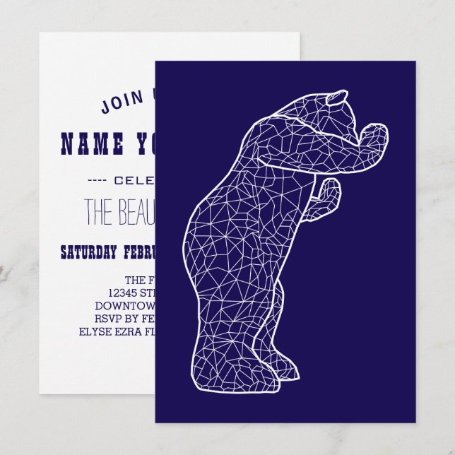 Invitación gran oso azul (Anverso / Reverso)