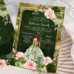 Invitación Gran Palacio Real Rubor Sage Green 15 Años