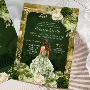 Invitación Gran Palacio Real Sage Green Quinceañera