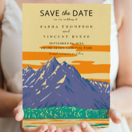 Invitación Gran Parque Nacional de Teton Salve la Fecha Retro