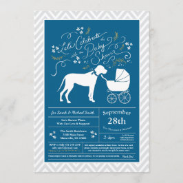 Invitación Gran perro dane Baby Shower Blue Boy