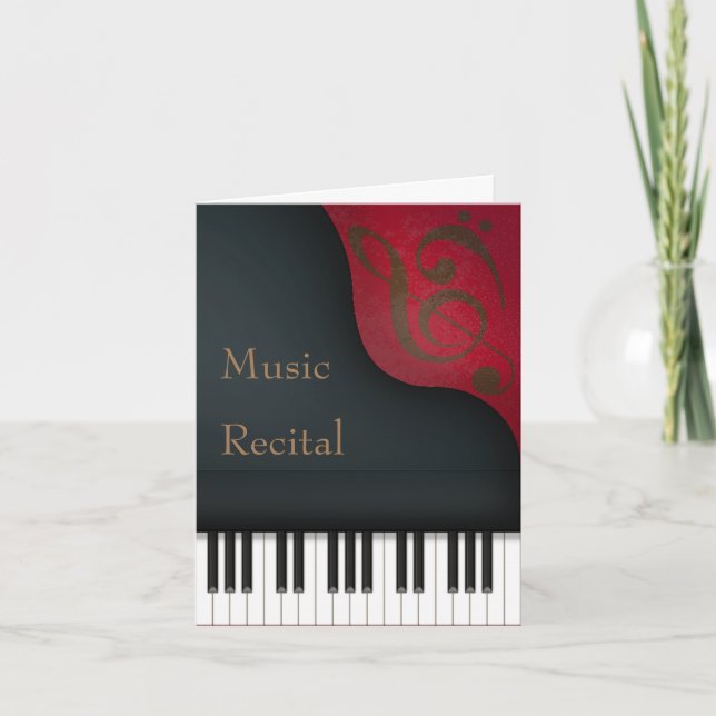 Invitación Gran Personalizado de Piano Negro Recital y Concie (Anverso)