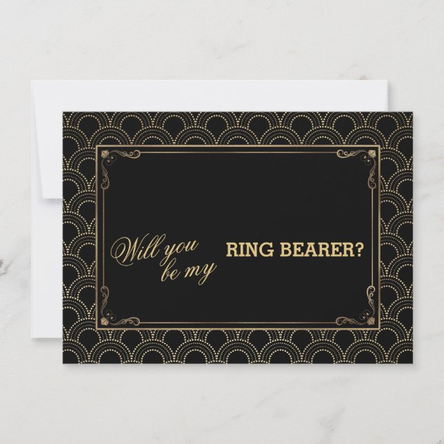 Invitación Gran portador de anillo Boda Gatsby Art Deco Vinta (Anverso)