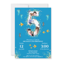 Gran quinto cumpleaños de Collage de fotos bajo el