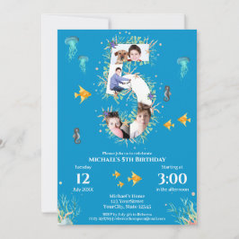 Invitación Gran quinto cumpleaños de Collage de fotos bajo el