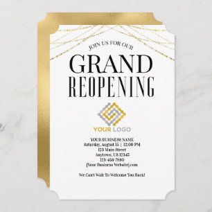 Invitación Gran reapertura comercial Faux Gold