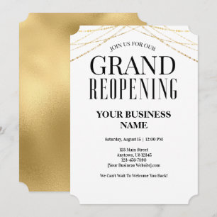 Invitación Gran reapertura de Faux Gold