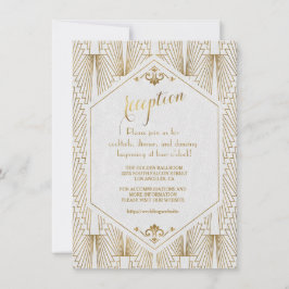 Invitación Gran Recepción Gatsby Arte Deco Oro Blanco