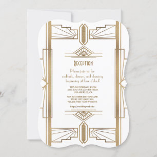 Invitación Gran recepción Gatsby de los años 20 del Glam Whit