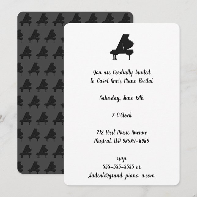 Invitación Gran Recital Piano Que Repite Elegante (Anverso / Reverso)