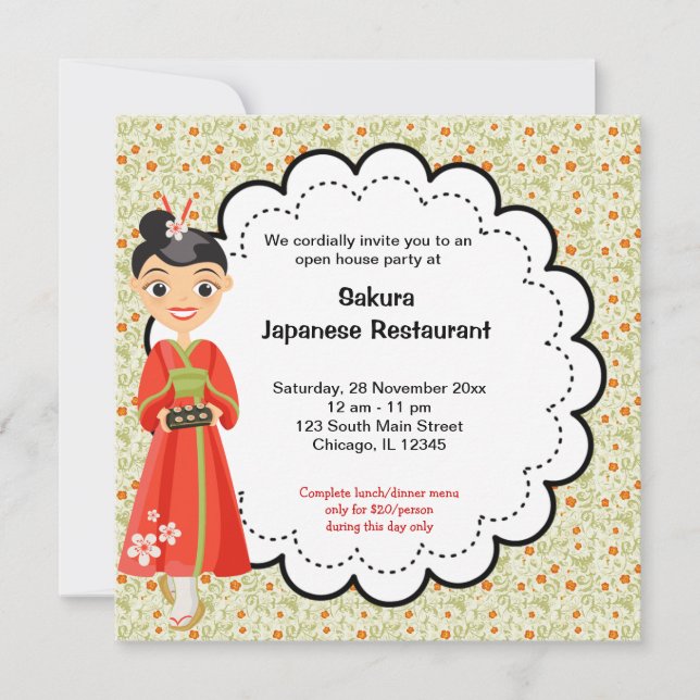 Invitación Gran Restaurante Abierto de Japón (Anverso)