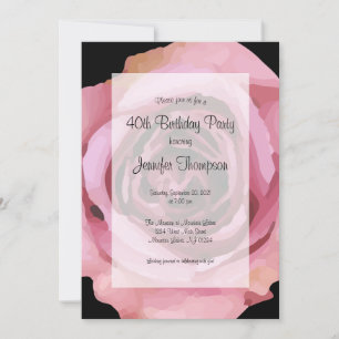 Invitación Gran Rosa negrita Purple Spring Cumpleaños