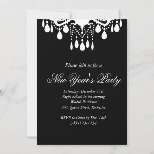 Invitación Gran salón de baile Fiesta de Año Nuevo (negro)