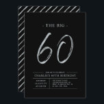 Invitación Gran Sesenta | Fiesta de cumpleaños 60 de Silver y<br><div class="desc">Celebra tu día especial con esta sencilla y elegante invitación a la fiesta de cumpleaños número 60. Este diseño presenta un guión de broche "The Big 60" con un diseño limpio en una combinación de colores Plata y Negro. Hay más diseños y suministros de fiesta disponibles en mi tienda BaraBomDesign....</div>
