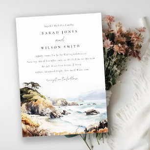 Invitación Gran Sur, California Paisaje Acuarela Boda