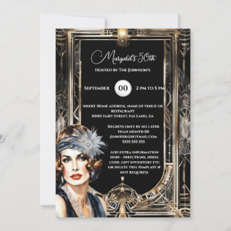 Invitación Gran tema del Art Decó de los Grandes Gatsby de lo