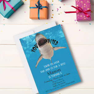 Invitación Gran Tiburón Blanco Te Invitamos Cumpleaños Infant