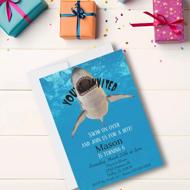 Invitación Gran Tiburón Blanco Te Invitamos Cumpleaños Infant (Subido por el creador)