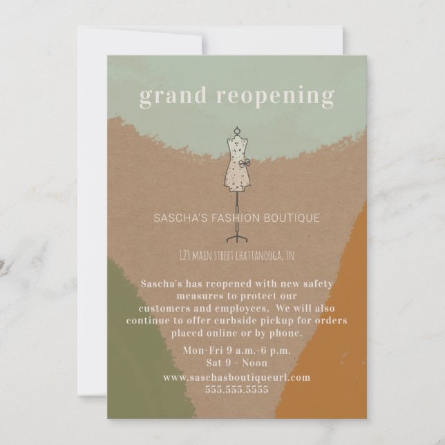 Invitación Gran tienda de ropa abstracta para la reapertura d (Anverso)