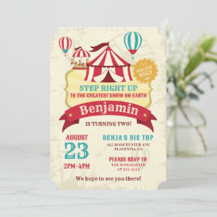 Invitación Gran Top Circus Carnival Vintage Birday Party
