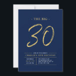 Invitación Gran Treinta | Fiesta de los 30 cumpleaños de Gold<br><div class="desc">Celebra tu día especial con esta sencilla y elegante invitación a la fiesta de cumpleaños número 30. Este diseño presenta un guión de broche "The Big 30" con un diseño limpio en una combinación de colores azul marino y oro. Hay más diseños y suministros de fiesta disponibles en mi tienda...</div>