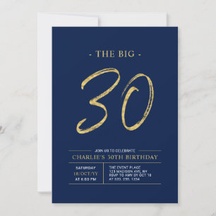 Invitación Gran Treinta   Fiesta de los 30 cumpleaños de Gold