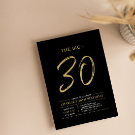 Invitación Gran Treinta | Oro y negro 30 Fiesta de cumpleaños