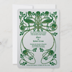 Invitación Gránas de Art Nouveau en Boda de Bush Rosa