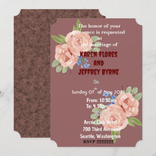 Invitación Granate con Rosa