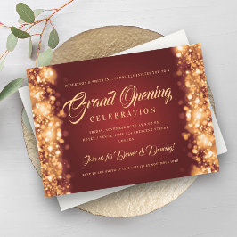 Invitación Grand Corporate Formal Opening Gold Red Lights