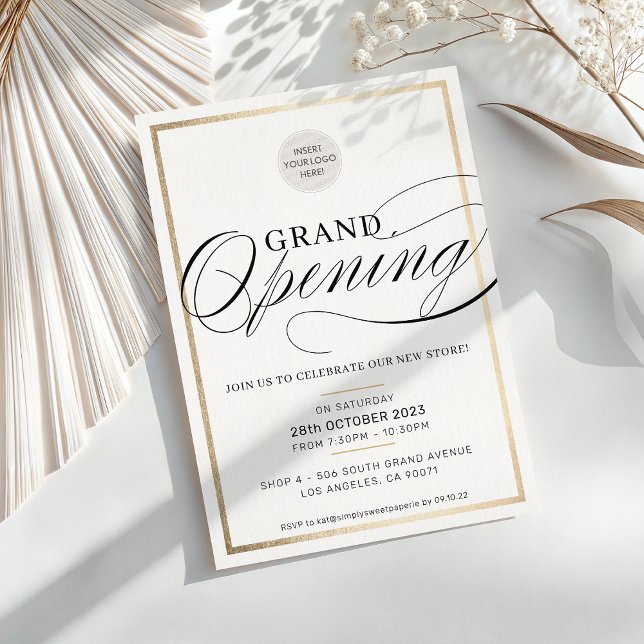 Invitación GRAND OPENING evento logo de negocios moderno negr (Subido por el creador)