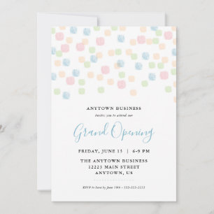 Invitación Grand Opening Pastel Confetti
