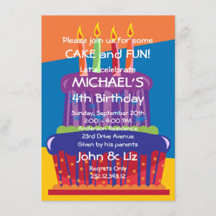 Invitación grande de la torta del cumpleaños de
