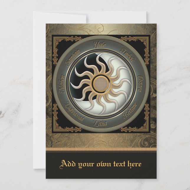 Invitación grande de rueda pagana Sun y Moon (Anverso)