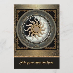 Invitación grande de rueda pagana Sun y Moon