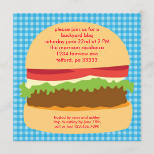 Invitación grande del Bbq de la hamburguesa