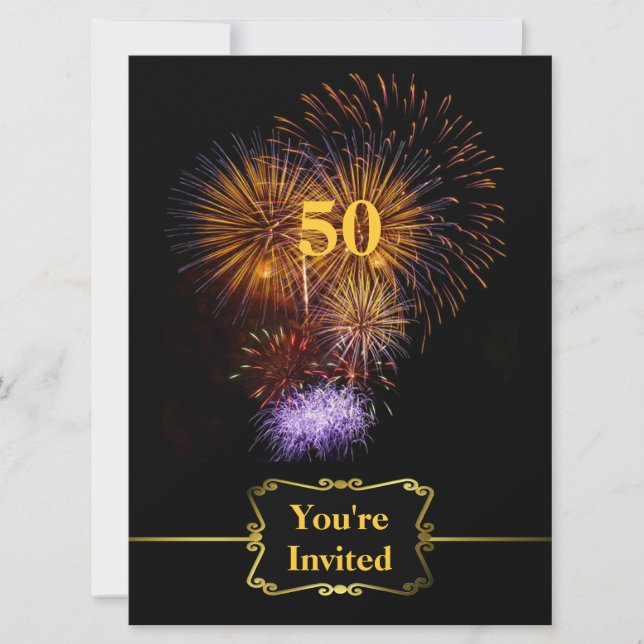 Invitación grande del cumpleaños de la celebración (Anverso)