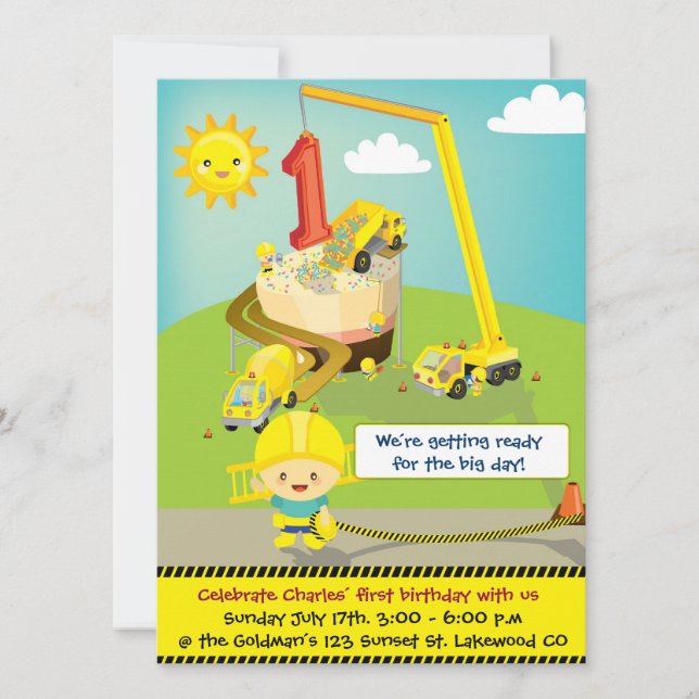 Invitación grande del cumpleaños del día (Anverso)
