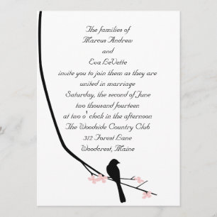 Invitación grande del pájaro y del flor