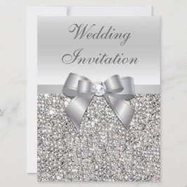 Invitación Grandes Bodas Faux Silver Secuencias Doble Invitac