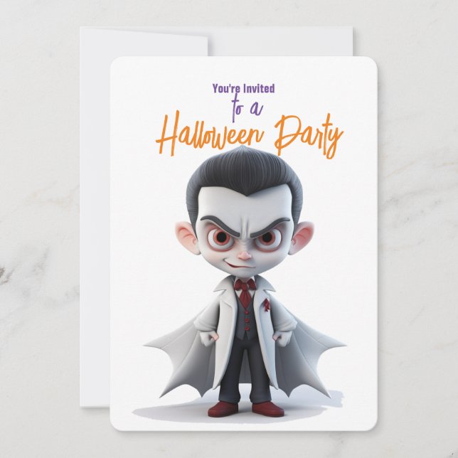 Invitación GRANDES CABEZAS GRANDES OJOS DRACULA Halloween Par (Anverso)