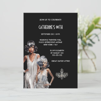 Invitación Grandes damas de Gatsby melanin cumpleaños de lujo