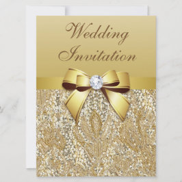 Invitación Grandes Faux Gold Sequins y Bow Boda