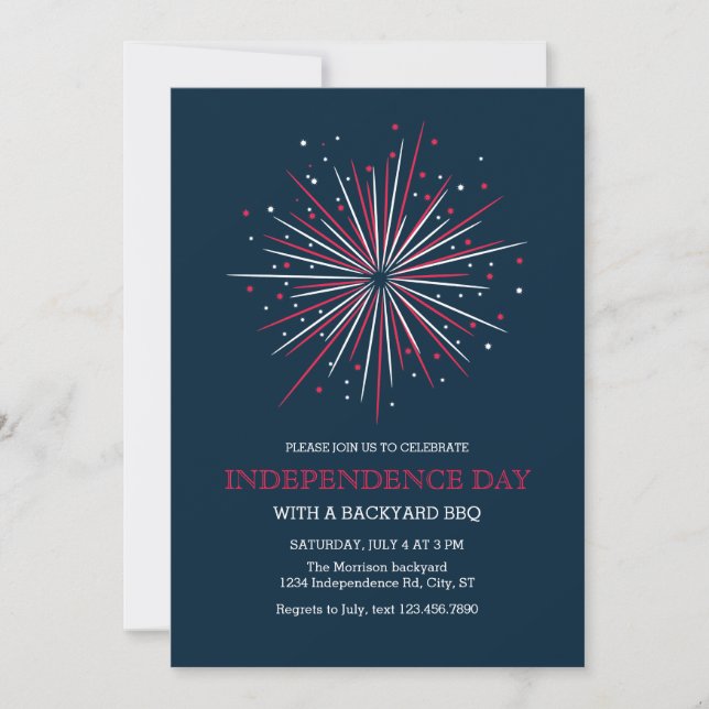 Invitación Grandes fuegos artificiales el 4 de julio de la in (Anverso)