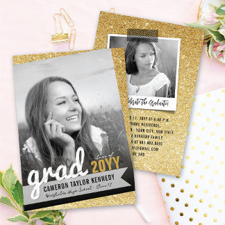 Invitación Grandes garabatos de graduación brillantes en dora